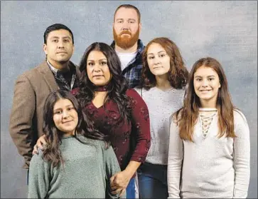  ?? Jay L. Clendenin Los Angeles Times ?? DIRECTOR Rudy Valdez, left, with the Shank family, daughter Annalis, mom Cindy (also Valdez’s sister), ex-husband Adam Shank, and daughters Autumn and Ava at the Sundance Film Festival in January.