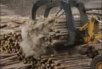  ?? BLOOMBERG FILE PHOTO ?? Logs are unloaded at the West Fraser Timber sawmill in Quesnel, B.C. There are hopes a lumber deal will come fast to avoid impacting NAFTA talks.