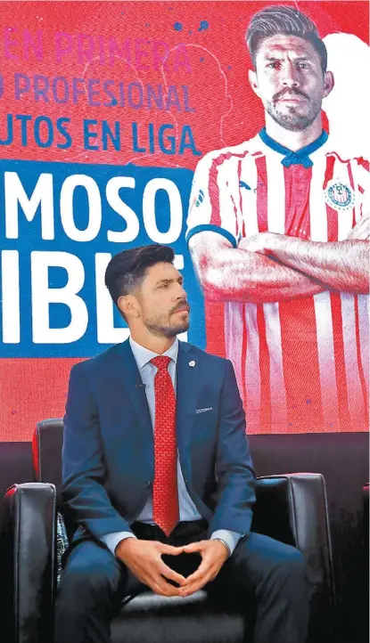  ?? MEXSPORT ?? Oribe Peralta, durante su presentaci­ón con Chivas.