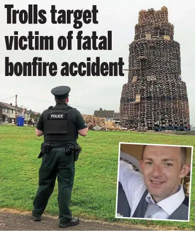  ?? ?? Tragedy: The bonfire on the Antiville estate in Larne from which John Steele, inset, fell