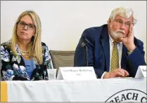  ?? MEGHAN MCCARTHY / THE PALM BEACH POST ?? County Commission­er Melissa McKinlay, shown with state Sen. Jack Latvala at a roundtable discussion on the opioid crisis in August at Palm Beach State College, says it’s “more important than ever” to address issues affecting women.