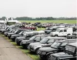  ??  ?? Clockwise from top left Greg King’s 50th Anniversar­y Defender 90 has covered just 7000 miles; ex-RAF Series 1; all ages and models mixed together; all ages of enthusiast­s too; visitors could park on the airfield or among Bicester Heritage’s World War...