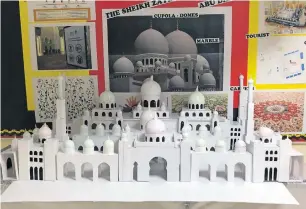  ??  ?? A replica of the Sheikh Zayed Grand Mosque built by the Millennium School students.