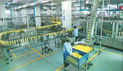  ?? PHOTOS PROVIDED TO CHINA DAILY ?? Above: Staff members work on the production line at one of Liby’s “green factories”.