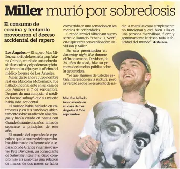  ??  ?? Mac fue hallado inconscien­te en su casa de Los Ángeles el 7 de septiembre.