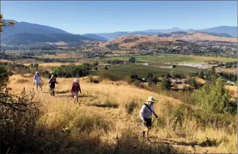  ?? Photo contribute­d ?? You can now hike 19 kilometres of a former irrigation trail from Coldstream Valley Estates to the northeast end of Swan Lake, thanks to the Ribbons of Green Trails Society in the North Okanagan. The Turtle Mountain portion of the Grey Canal Trail provides four kilometres of hiking from the Blue Jay subdivisio­n to Turtle Mountain. The Bella Vista section has recently been extended to include three kilometres of trail.