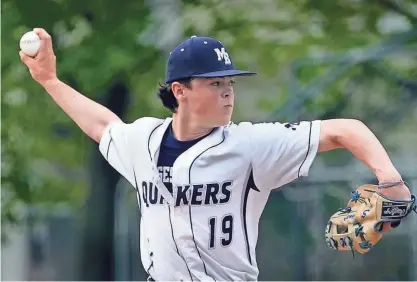  ?? KRIS CRAIG/PROVIDENCE JOURNAL ?? Freshman Moses Brown pitcher Will Haggerty delivers against Central High on Monday in Providence.