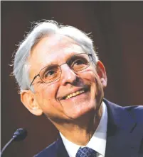  ?? (Drew Angerer/Pool via Reuters) ?? ATTORNEY-GENERAL NOMINEE Merrick Garland testifies before the Senate Judiciary Committee in Washington on Sunday.