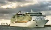  ?? JOE BURBANK/ORLANDO SENTINEL ?? Royal Caribbean’s Mariner of the Seas departs Port Canaveral in 2021.