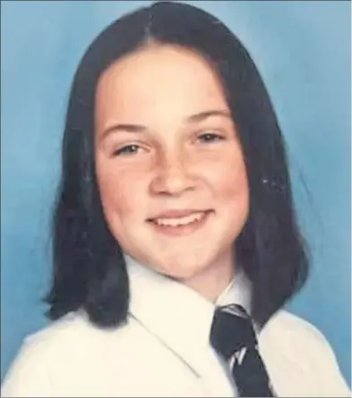  ??  ?? Joanne Gallacher aged 13 as a pupil at St Andrew’s School in East Kilbride