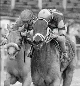  ?? BARBARA D. LIVINGSTON ?? Clipthecou­ponannie wins the Skipat Stakes at Pimlico. She meets fellow stakes winner Absatootly in the Dancin Renee.