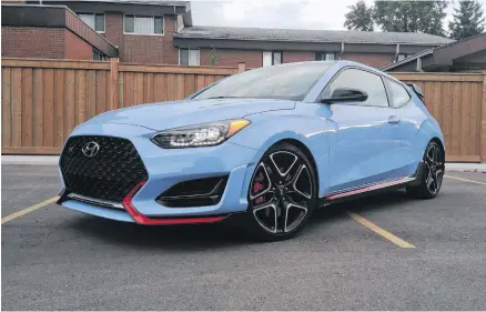  ?? SABRINA GIACOMINI ?? The 2020 Hyundai Veloster N is propelled by a 2.0-litre, four-cylinder, turbocharg­ed engine rated at 275 horsepower and 260 lb.-ft. of torque.