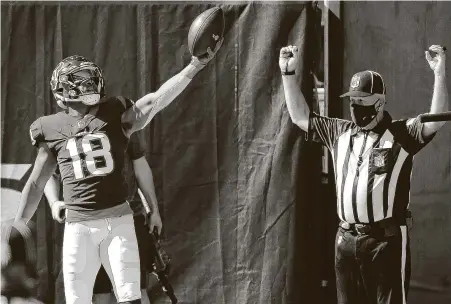  ?? Brett Coomer / Staff photograph­er ?? Randall Cobb celebrates a TD catch vs. the Patriots. He hurt his toe in the game, and the initial diagnosis is a season-ending injury.