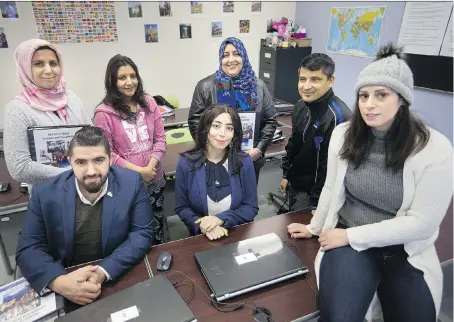  ?? DAX MELMER ?? Tulay Altunova, left, Yousef Elia, Chhali Dhungana, Sandy Hirmiz, Huda Alhoni, Nara Dhungana and Rim Nameh are graduates of the Unemployed Help Centre’s Ready to Work program that prepares people for life in the Canadian workplace and then matches them with employers.