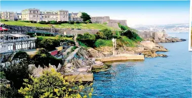  ??  ?? POINT OF SAIL: The Plymouth coastline and, top right, ships’ figurehead­s in The Box’s atrium