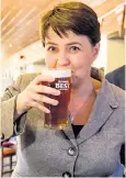  ??  ?? Stopping for a pint: Tory MSP Ruth Davidson at Belhaven brewery in Dunbar, East Lothian
