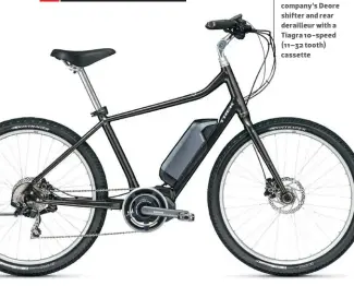  ??  ?? The Trek Lift+ ($3,550) uses the Shimano Steps motor as well as the Japan-based company’s Deore shifter and rear derailleur with a Tiagra 10-speed (11–32 tooth) cassette