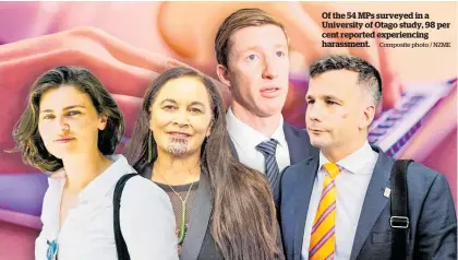  ?? Composite photo / NZME ?? Of the 54 MPS surveyed in a University of Otago study, 98 per cent reported experienci­ng harassment.