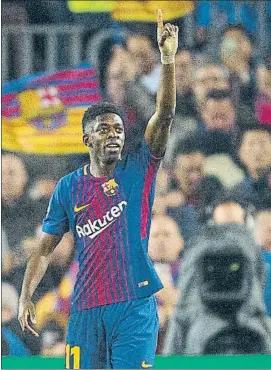  ?? FOTO: PERE PUNTÍ ?? Ousmane Dembélé se estrenó como goleador en el Barça con un trallazo