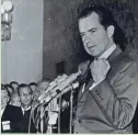  ?? AP ?? Richard Nixon addresses the press corps after conceding California’s gubernator­ial race on Nov. 7, 1962.