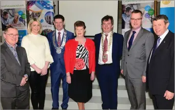  ??  ?? The speakers at the “Making Fleadh Cheoil na hEireann work for your business” workshop in the Highlanes Gallery – (from left): Retail guru and conference MC Keith Harford, Ennis retailer Jean McCabe, Colm Markey, Cathaoirle­ach of Louth County Council,...