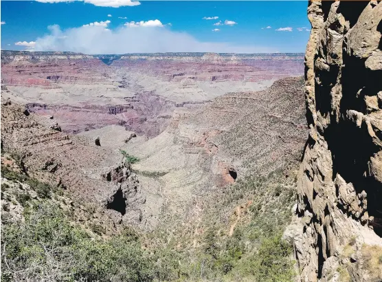  ?? PHOTOS: DINA MISHEV/ FOR THE WASHINGTON POST ?? The Bright Angel Trail is one of two main routes from the Grand Canyon’s South Rim down to the Colorado River, about 1,375 metres below.