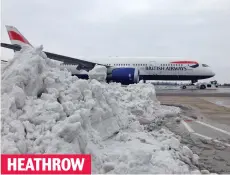  ??  ?? Grounded: Some 146 flights were cancelled yesterday HEATHROW