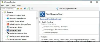  ??  ?? Verborgene Einstellun­gen ändern: Auch was sich unter Windows nicht standardmä­ßig konfigurie­ren lässt, können Sie mit Winaero Tweaker anpassen. Die Links führen zu ausführlic­hen Erklärunge­n in englischer Sprache.