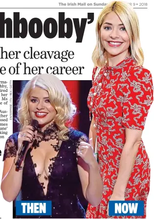  ??  ?? NOW neW lOOK: Her revealing outfit on The Voice – and a classier frock this year THEN