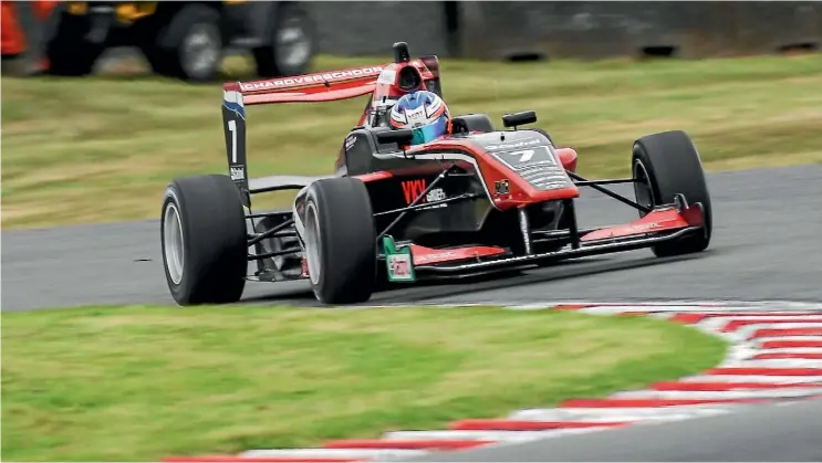  ??  ?? Dutch driver Richard Verschoor en route to winning the Toyota Racing Series preliminar­y race at Manfeild yesterday.