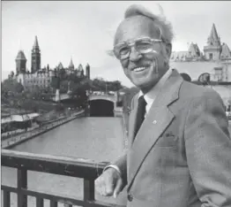  ?? CHRIS SCHWARZ, THE CANADIAN PRESS ?? Former NDP leader Tommy Douglas poses in Ottawa in this file photo from 1983. James Laxer argues the NDP needs to shift to a more radical position. It has been decades since Douglas’ time when the NDP encouraged basic thought about remaking Canadian...
