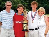  ?? GETTY IMAGES ?? Destiny: Russell, Alex and Susan Fitzpatric­k at Brookline in 2013 (left) after the US Amateur Championsh­ip and on Sunday after the 2022 US Open