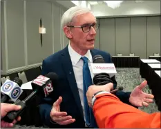  ??  ?? In this Feb. 12 file photo, Wisconsin Gov. Tony Evers voices opposition to a Republican-authored income tax cut bill, saying he favors his plan which would all-but eliminate a manufactur­ing tax credit in Madison, Wis.