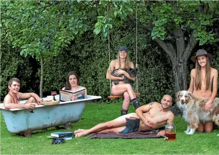  ?? PHOTO: MURRAY WILSON/FAIRFAX NZ ?? The annual Massey vet students’ nude calendar has gone to print, and will be available in April. From left, Finn Maloney, Ruth Walker, Helena Johns, Daniel Guirguis and Olivia Williams.