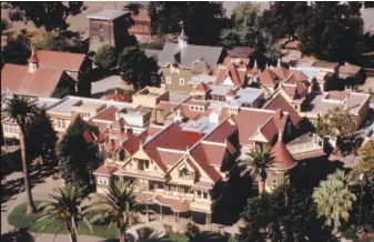  ?? Winchester Mystery House 1994 ?? The Winchester Mystery House grew from an eight-room farmhouse to a maze of 160 rooms over 40 years after the separate deaths of Sarah Winchester’s husband and infant daughter.