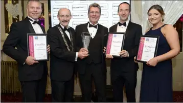  ??  ?? CSR Award includes Jack Tol Leinster Environmen­tal, Michael Gaynor, winner Paddy Matthews of Matthews.ie , Brendan Gallagher Promteric and Aoife Kerley Marshes Shopping Centre.