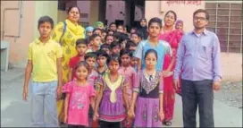  ?? HT PHOTO ?? Students and teachers at the government elementary school (Urdu medium) at Jalupura, Jaipur