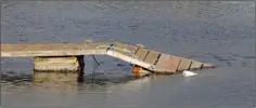  ??  ?? Damage to the pontoon at Wexford Harbour Boat Club.