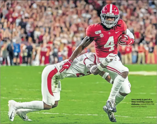  ?? [VASHA HUNT/THE ASSOCIATED PRESS] ?? Jerry Jeudy is part of a deep receiving corps for Alabama.