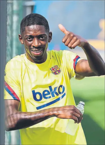  ?? FOTO: FC BARCELONA ?? Dembélé se está machacando en solitario para poder regresar cuanto antes a la dinámica del grupo