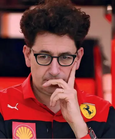  ?? ?? Perplessit­à Mattia Binotto, 53 anni, alla fine del suo incarico di Team Principal della Ferrari, che ha assunto nel 2019. Entrato in Ferrari nel 1995, ha lavorato in precedenza come ingegnere motorista
