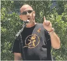  ??  ?? Fred Guttenberg, whose daughter was killed in the shooting in Parkland, Fla., speaks during a protest against the National Rifle Associatio­n on Saturday in Dallas. RICK JERVIS/USA TODAY