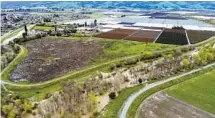  ?? CALIFORNIA STRAWBERRY COMMISSION VIA AP ?? The community of Pajaro, known for its strawberry crop, is flooded after a levee holding back the Pajaro River ruptured.