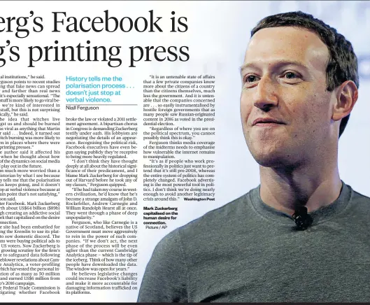  ?? Picture / AP ?? Mark Zuckerberg capitalise­d on the human desire for connection.