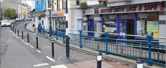  ??  ?? Bollards outside Barton Smith Lock and Safe on Stephen St. Pics: Carl Brennan.