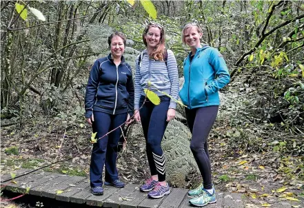  ?? SAMANTHA GEE/STUFF ?? Rebecca Mason, left, Lauren Palliser and Kristin Paterson are taking part in the Adjust your Altitude challenge, walking the Tongariro Crossing to raise funds for the Whole Lotta Life Foundation.