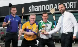  ?? Picture: Arthur Ellis. ?? Pictured launching the event at Shannon Airport were L-R Padraig McGrath, PGA Profession­al and P&M Golf, Former Clare hurling captain Brian Lohan, former Limerick hurling captain, Ollie Moran, Andrew Murphy, Managing Director Shannon Airport.