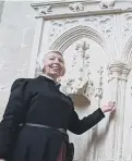  ?? ?? The Very Revd Chris Dalliston, Dean of Peterborou­gh, at Katharine’s tomb (top); A portrait of Katharine (left) ; tudor tours (above) and an audience with King Henry VIII (far right)