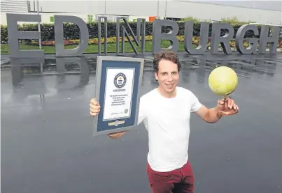  ?? Picture: SWNS. ?? Ultra-endurance cyclist Mark Beaumont arrives at Edinburgh Airport, after obliterati­ng the record for travelling around the world on a bike.