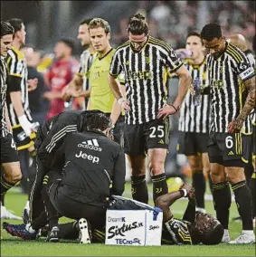  ?? FOTO: GYI ?? Sigue el calvario de Pogba
Se lesionó en su primera titularida­d desde abril de 2022
